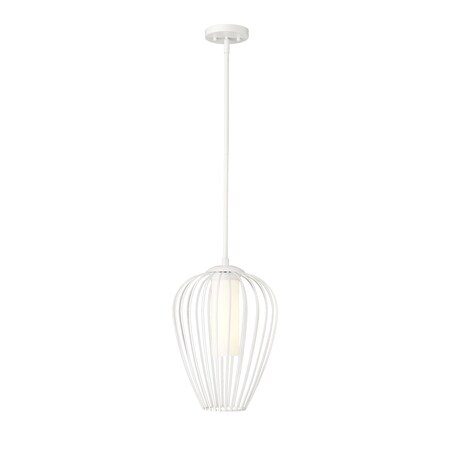 Z-Lite Savanti Pendant, 1-Light, 12 In.W x 16.5 In.H, Textured White/White Opal 7507-12TW